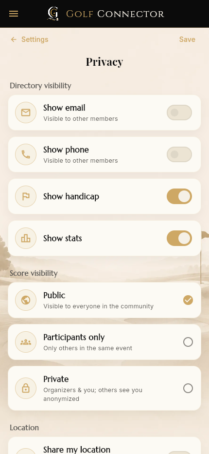 Privacy settings
